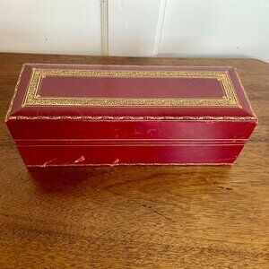 Share VTG Red Leather w/ Gold Embellished Wrapped Box Abercombie& Fitch